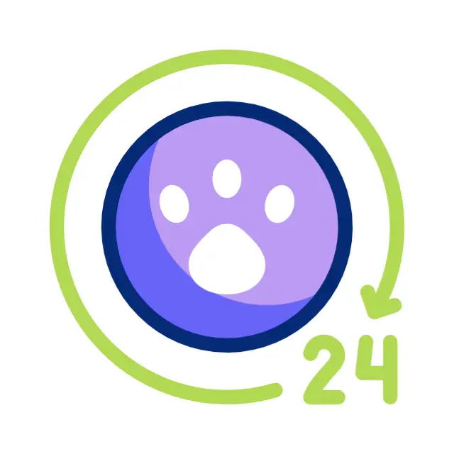 24 hour cartoon pet daycare icon
