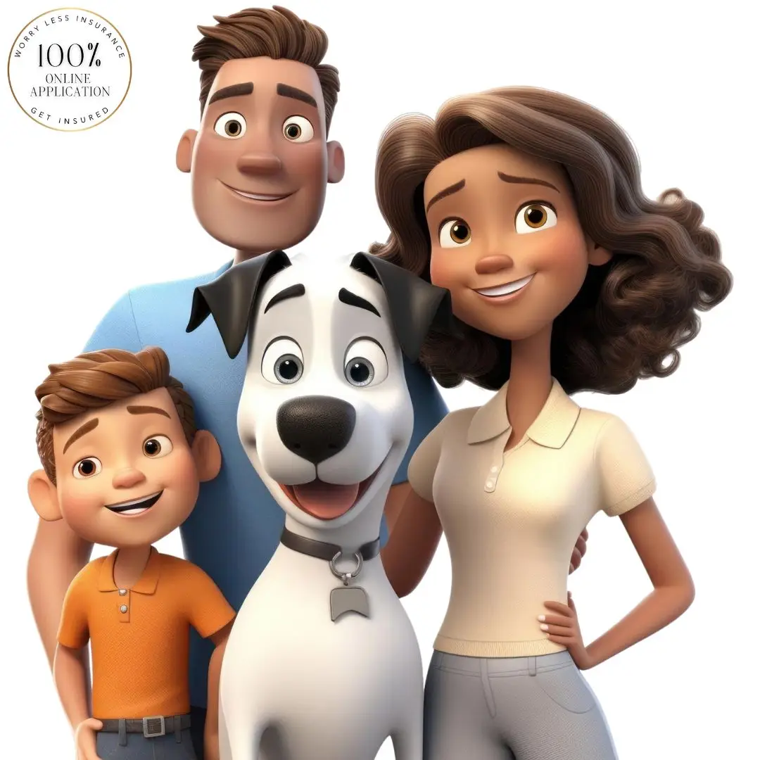 3D render cartoon family adult dog
