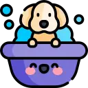 Cartoon Dog Bathing Grooming Icon