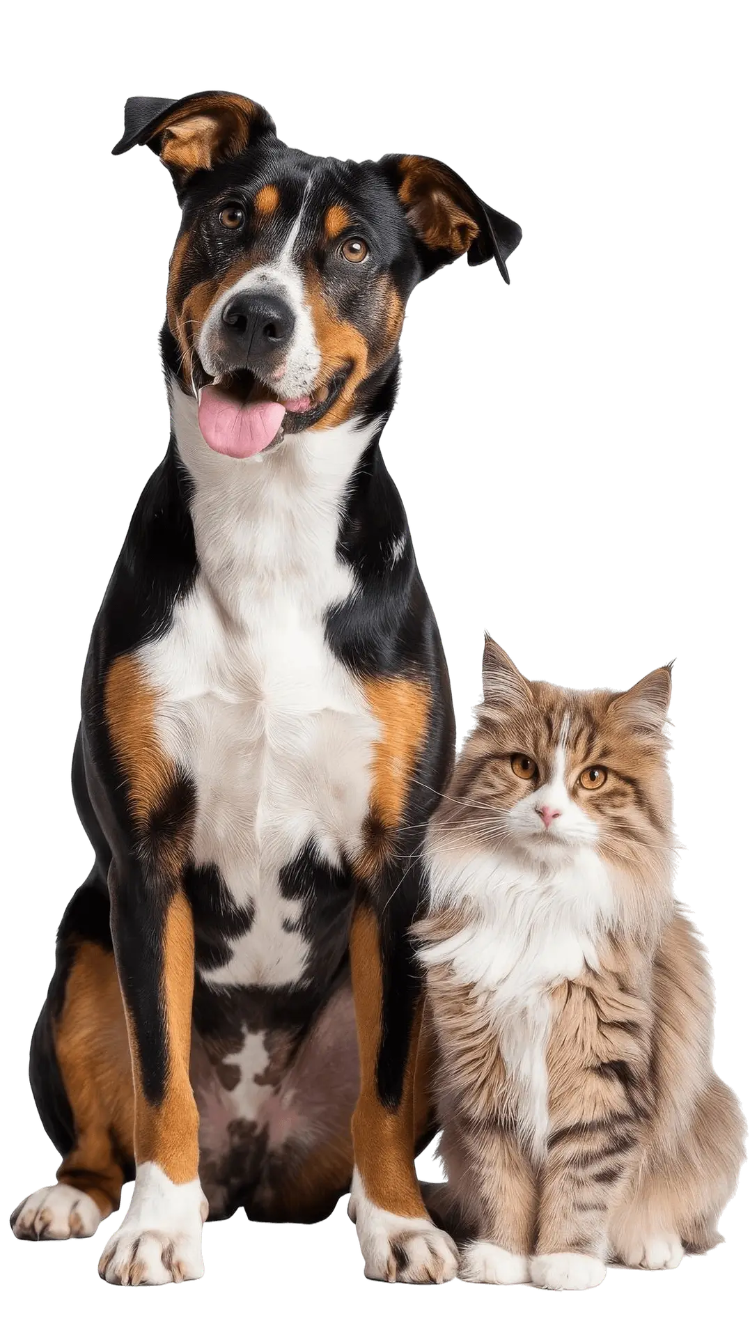 stylish dog cat portrts isolated white background with inscription