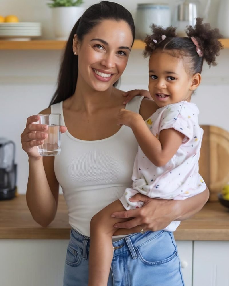 Happy mom holding her daughter in her insured rental home 1