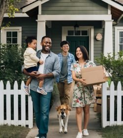 Young family moving into their new house