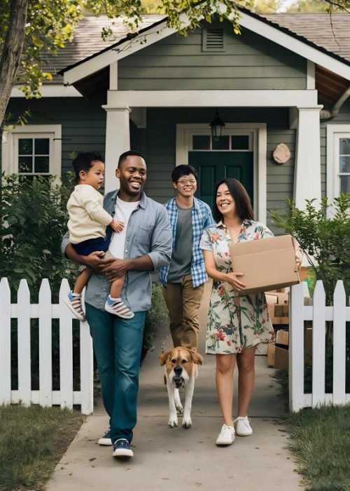 Young family moving into their new house