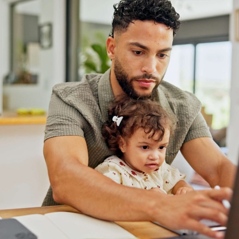 typing-baby-or-dad-in-home-with-baby-or-laptop-fo-2025-04-05-13-09-21-utc